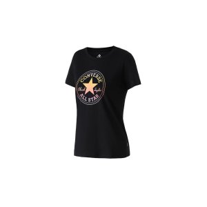 Printed Sports Short Sleeve T-Shirt Women Tops Black 10017088-A02 Converse