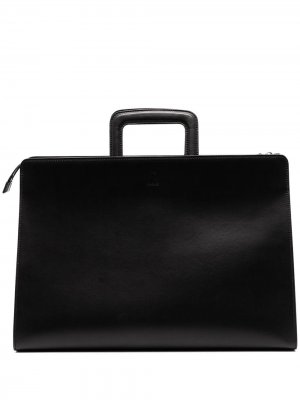 Кожаный портфель Emporio Armani. Цвет: черный