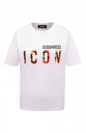 Хлопковая футболка Dsquared2. Цвет: белый