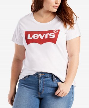Модная футболка больших размеров batwing perfect с графическим логотипом Levi's, белый Levi's