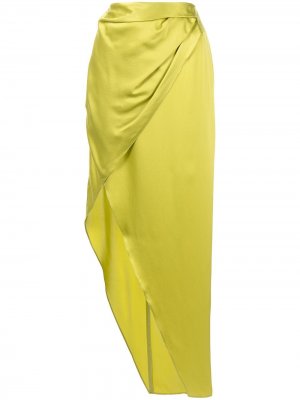 Шелковая юбка с запахом Michelle Mason. Цвет: зеленый