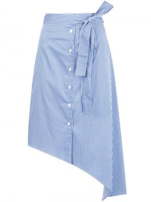 Полосатая асимметричная юбка Tome. Цвет: синий