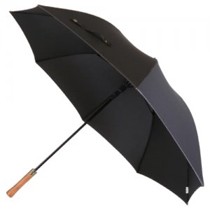 Зонт-трость , полуавтомат, 2 сложения, купол 135 см, 8 спиц, деревянная ручка, система «антиветер», для мужчин, черный TRUST. Цвет: черный