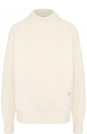 Шерстяной пуловер с воротником-стойкой Victoria Beckham. Цвет: белый