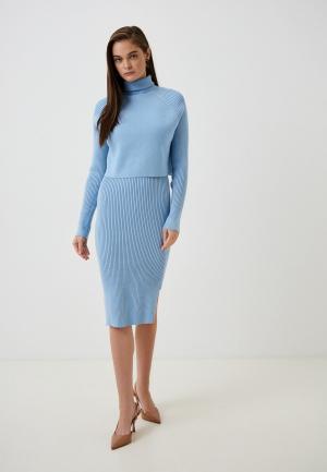 Платье и свитер UnicoModa. Цвет: голубой