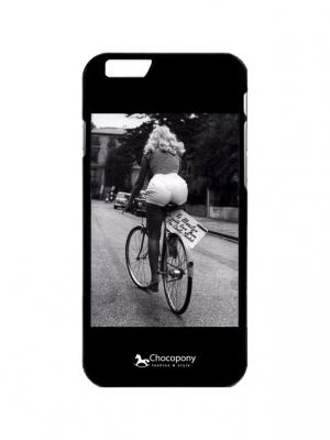 Чехол для iPhone 6/6s  Блондинка на велике Арт. Black6-112 Chocopony. Цвет: черный
