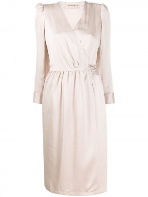 Платье с запахом и длинным рукавами Blanca Vita. Цвет: нейтральные цвета