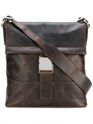 Узкая сумка на плечо с откидным клапаном Orciani. Цвет: коричневый