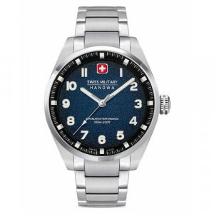 Наручные часы SMWGG0001504, черный, серебряный Swiss Military Hanowa. Цвет: синий/черный/серебристый