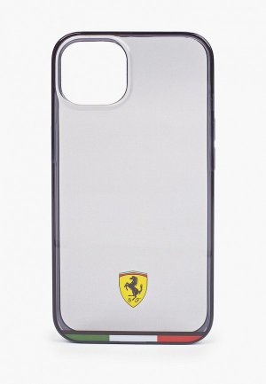Чехол для iPhone Ferrari 13, PC/TPU Italia stripe Hard Transparent/Black. Цвет: прозрачный