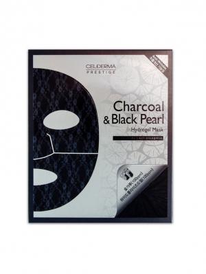 Гидрогелевая маска Сel-Derma Prestige Charcoal and black pearl 32 гр.*4 шт.. Цвет: черный, белый, серый