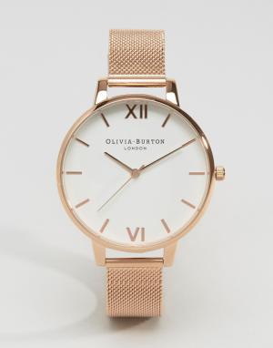 Розово-золотистые часы с большим циферблатом и сетчатым браслетом -Золотой Olivia Burton