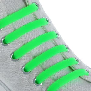 Набор шнурков для обуви, 6 шт, силиконовые, плоские, 13 мм, 9 см, цвет салатовый неоновый ONLITOP