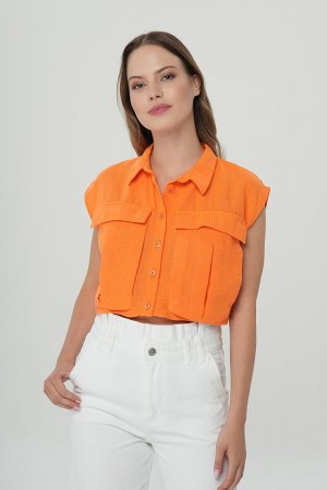 Оранжевая рубашка на пуговицах 75428-010 CROSS JEANS