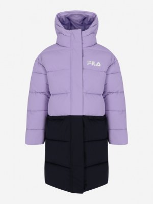 Пальто утепленное для девочек , Фиолетовый FILA. Цвет: фиолетовый
