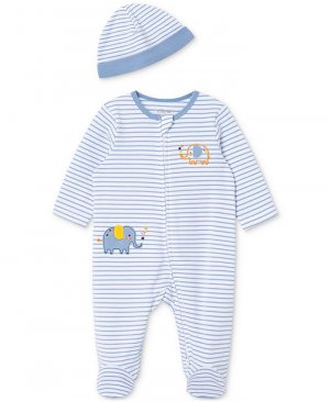 Комбинезон со слоном для маленьких мальчиков и шапка, комплект из 2 предметов , синий Little Me