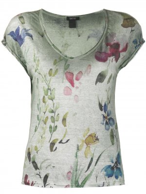 Floral -print linen T-shirt Avant Toi. Цвет: зеленый