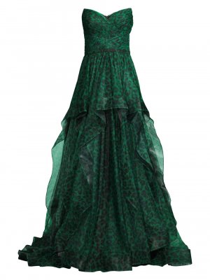Платье без бретелек из тюля с принтом , зеленый Basix