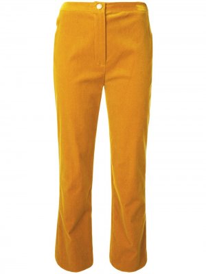 Бархатные укороченные брюки прямого кроя Chanel Pre-Owned. Цвет: желтый