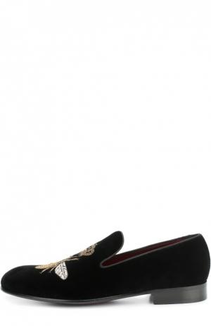 Бархатные слиперы Milano с вышивкой Dolce & Gabbana. Цвет: черный
