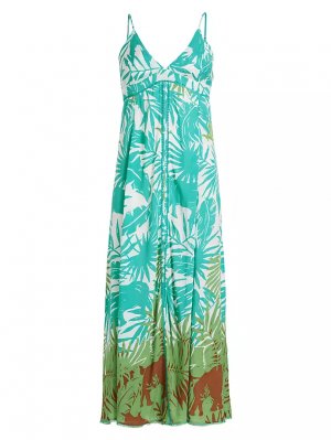 Длинное платье-комбинация Denise с цветочным принтом , цвет blue safari Poupette St Barth