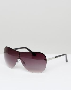 Солнцезащитные очки-авиаторы в стиле оверсайз Monki. Цвет: черный