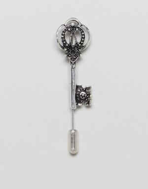 Серебристое украшение на лацкан в виде ключа DesignB эксклюзивно для ASOS-Серебряный London