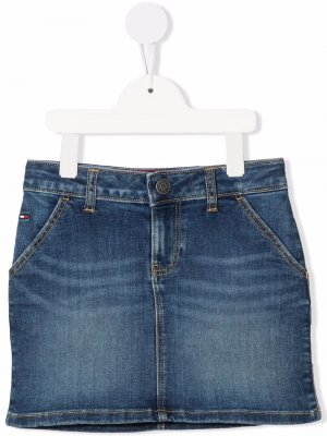 Короткая джинсовая юбка Tommy Hilfiger Junior. Цвет: синий