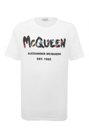 Хлопковая футболка Alexander McQueen. Цвет: белый