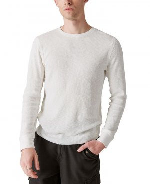Мужская термостойкая футболка с длинным рукавом и круглым вырезом, окрашенная в готовой одежде , белый Lucky Brand
