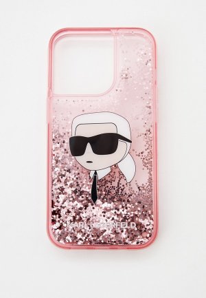Чехол для iPhone Karl Lagerfeld 14 Pro, с жидкими блестками. Цвет: розовый