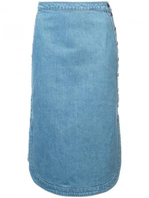 Джинсовая юбка с округлым подолом Vanessa Seward. Цвет: синий