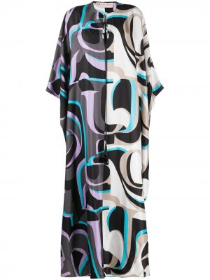 Длинное платье с абстрактным принтом Emilio Pucci. Цвет: черный