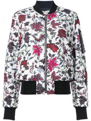 Куртка-бомбер с цветочным принтом DVF Diane von Furstenberg. Цвет: белый