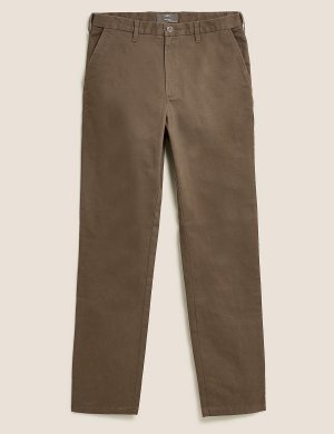 Хлопчатобумажные брюки чинос, Marks&Spencer Marks & Spencer. Цвет: темно-коричневый