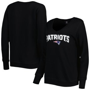 Женский черный пуловер с v-образным вырезом и пайетками Cuce New England Patriots Unbranded