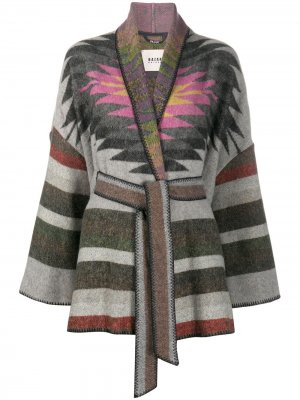 Кардиган-пальто с геометричным принтом и поясом Bazar Deluxe. Цвет: фиолетовый