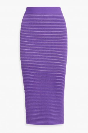 Юбка-карандаш миди в рубчик с эффектом выгорания, фиолетовый Hervé Léger