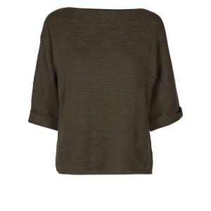 Пуловер из трикотажа в рубчик с рукавами 3/4 NUMPH. Цвет: хаки