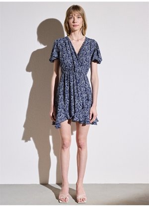 Темно-синее — белое женское платье с v-образным вырезом Brooks Brothers