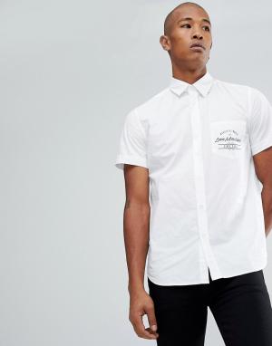 Рубашка с коротким рукавом и нагрудным карманом -Белый Love Moschino