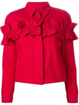 Джинсовая куртка с оборками Simone Rocha X J Brand. Цвет: красный