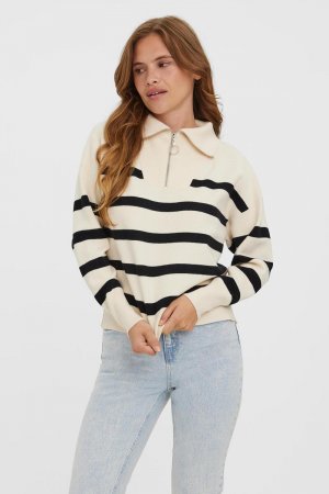 Пуловер на молнии с длинными рукавами , серый Vero Moda