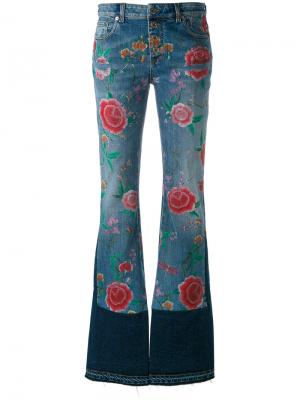 Расклешенные джинсы с цветочным принтом Roberto Cavalli. Цвет: синий