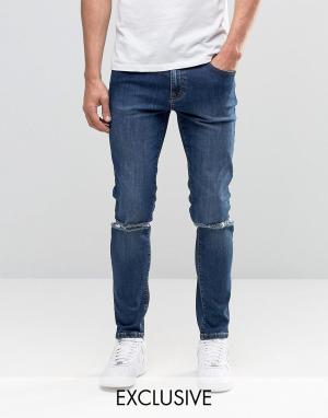 Рваные джинсы скинни в винтажном стиле Brooklyn Supply Co Co.. Цвет: синий