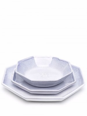 Набор обеденных тарелок Octagonal Off-White. Цвет: серый