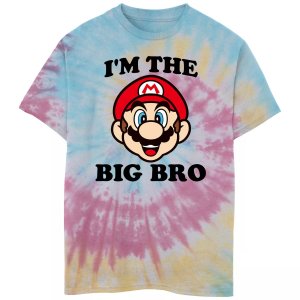 Футболка Mario I’m Big Bro для мальчиков 8–20 лет с принтом тай-дай Nintendo