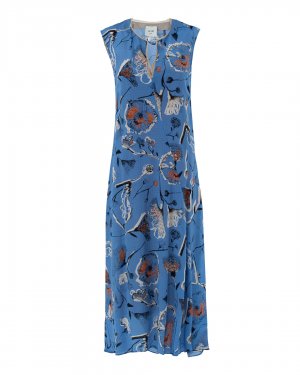 Шелковое платье ALYSI. Цвет: синий+принт