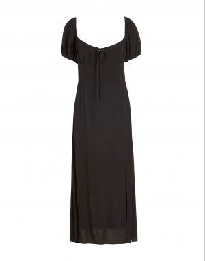 Платье-миди из вискозы с пышными рукавами 8 by YOOX, черный Yoox