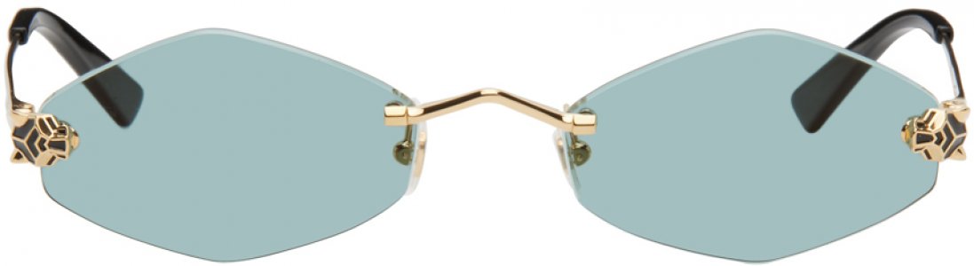 Золотые овальные солнцезащитные очки Cartier